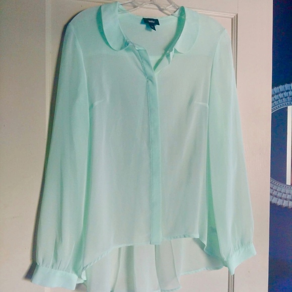Mossimo Mint Sheer Button-down - Picture 1 of 4